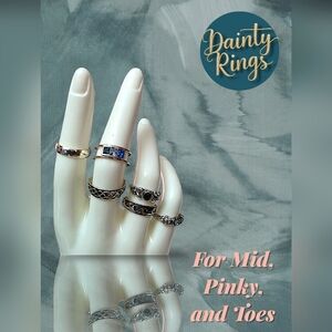 Set of 6 Silver Tone Dainty Rings – Midi, Pinky, or Toe Rings
